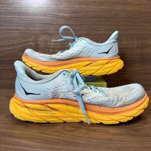 Hoka Clifton 8 Running Shoes Womens‎ 8 Blue Orange Good Cushioned Athletic